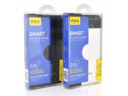 Power bank 20000mAh PZX-C200, USB-1A + mini USB +кабель USB micro, LED фонарик, White, Blister-BOX