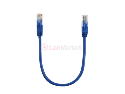 Патч-корд литой, UTP, RJ45, Cat.5e, 0,3m, синий, Cu (медь)