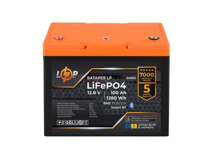 Аккумулятор LP LiFePO4 12,8V - 100 Ah (1280Wh) (BMS 100A/50А) пластик Smart BT