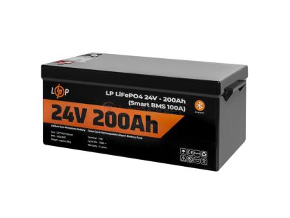 Аккумулятор LP LiFePO4 для ИБП 24V (25,6V) - 200 Ah (5120Wh) (Smart BMS 100А) с BT пластик