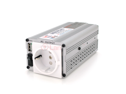 Инвертор напряжения Mervesan MSI-300-12 (300W), 12 / 220V, approximated, 1Shuko, USB, клемы + зажимы