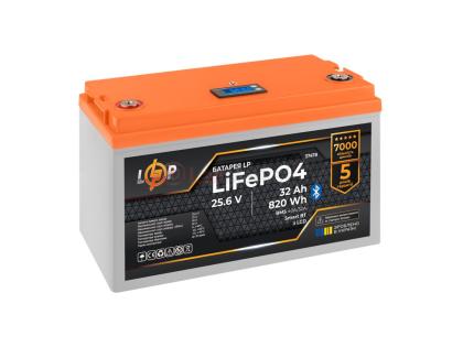 Аккумулятор LP LiFePO4 25,6V - 32 Ah (820Wh) (BMS 40А/32A) пластик LCD Smart BT