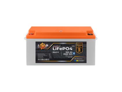 Аккумулятор LP LiFePO4 25,6V - 100 Ah (2560Wh) (BMS 100A/50А) пластик Smart BT