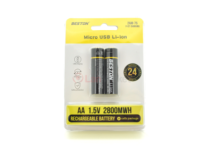 Аккумулятор Li-Ion Beston 1,5V 2XAA USB-Micro, 2800mWh, Rechargeable, 1800mAh Blister	