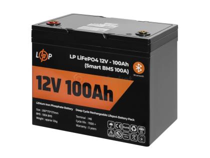 Аккумулятор LP LiFePO4 для ИБП 12V (12,8V) - 100 Ah (1280Wh) (Smart BMS 100А) с BT пластик