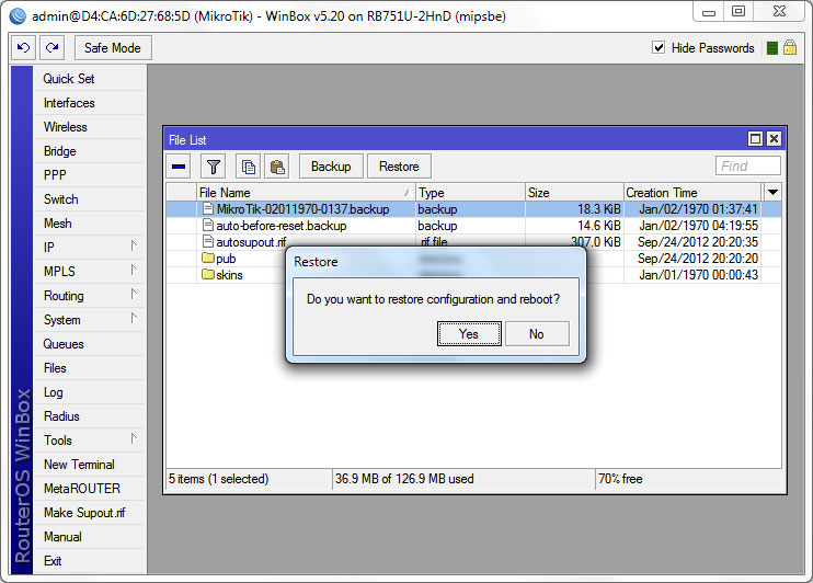 Базові налаштування Mikrotik RouterOS: створення резервної копії конфігурації (BackUp) 