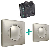 Набор управления освещением (микромодуль реле +2 беспроводных выключателя) Celiane, титан