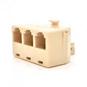 Разветвитель RJ11 6P4C мама/3 Х мама RJ11 для разветвления кабеля, серый