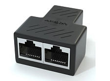 Разветвитель RJ45 8P8C мама/2 Х мама RJ45 для разветвления кабеля, экранированный, черный