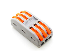 Клемна колодка з натискними затискачами 3-провідна SPL-3 для розподільчих коробок, 3-pin, сіра