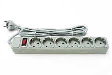 Мережевий фільтр PROLOGIX 075P6-18G, 220В 10А, 6 розеток, 1.8м, сірий