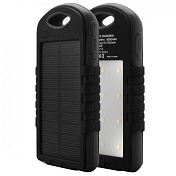 Power bank 12000 mAh Solar, (5V / 200mA), 2xUSB, 5V / 1A / 2,1A, USB &lt;-&gt; microUSB