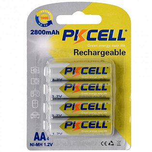 Аккумулятор PKCELL 1.2V AA 2800mAh NiMH Rechargeable Battery, 4 штуки в блистере цена за блистер