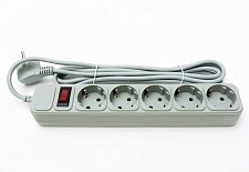 Мережевий фільтр PROLOGIX 050P5-45G, 220В 6А, 5 розеток, 4.5м, сірий