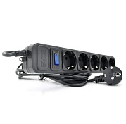 Сетевой удлинитель EUROPOWER EPB518 220В, 2 КВт, 5 розеток, 1,8 м, сечение 3х0,5мм, черный, пакет Q5