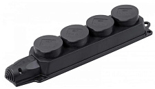 Колодка PiPo PP / SP-4 / 44 / 16B, 16А, 220-240В, IP44, с заглушкой, с заземлением 4 гнезда, каучук,