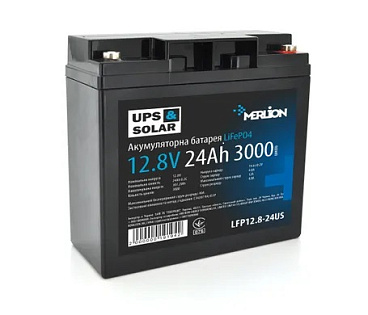 Литий-железо-фосфатный аккумулятор LiFePO4 12.8V 24AH, для UPS, 3000 циклов 