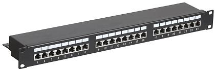 Патч-панель 24 порта FTP экранированная кат.6 19" черная