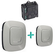 Набор управления освещением (микромодуль реле +2 беспроводных выключателя) Valena Allure, алюминий 