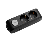 Колодка Panasonic X-tendia із заземленням 2 гнізда, із захисними шторками, з вимикачем, чорна