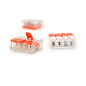 Клема з натискними затискачами 4-провідна WAGO K221-414 для розподільчих коробок, 4-pin, прозор