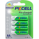 Аккумулятор PKCELL 1.2V AA 2600mAh NiMH Already Charged, 4 штуки в блистере цена за блистер