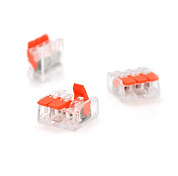 Клема з натискними затискачами 3-провідна WAGO K221-413 для розподільних коробок, 3-pin, прозор