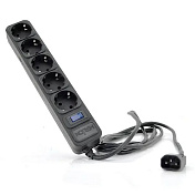 Подовжувач мережі MERLION UPS B518, 220В 10А, 5 розеток, 1,8 м, перетин 3х0,75мм, чорний