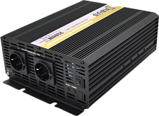 Інвертор напруги ORBUS ORMS24-2500 (2500Вт), 24/220V, approximated, 2 Shuko, клемні дроти