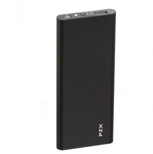 Power bank 10000mAh PZX-V18, USB-3.0A + 1A + кабель USB micro, LED фонарик, Black, Blister-BOX