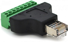 Клемна колодка 8-розрядна + RJ45 8P8С тато, екранована