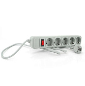 Подовжувач мережі MERLION G518, 220В 10А, 5 розеток, 1,8 м, перетин 3х0,75мм, сірий