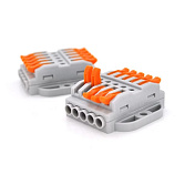 Клемна колодка з натискними затискачами 5-провідна WAGO K223-5P для розподільчих коробок, 5-pin,