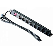 Фильтр 8 розеток кабель 1.8m 19'' алюминиевый с выключателем 220В