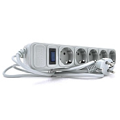 Сетевой удлинитель EUROPOWER EPG530, 220В, 2 КВт, 5 розеток, 3 м, сечение 3х0,5мм, серый, пакет Q40