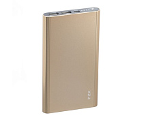 Power bank 20000mAh PZX-C158, USB-1A + mini USB +кабель USB micro, LED фонарик, Gold, Blister-BOX