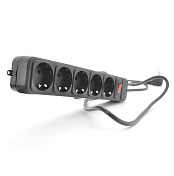 Подовжувач мережі MERLION B518P, 220В 10А, 5 розеток, 1,8 м, перетин 3х0,75мм, чорний