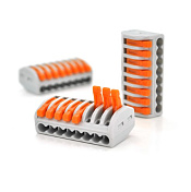 Клема з натискними затискачами 8-провідна WAGO K222-418 для розподільних коробок, 8-pin, сіро-ора