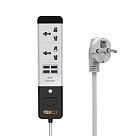 Сетевой удлинитель Senmaxu SMX-088, 2 Universal Socket + 4 USB, 1,5м, White, Box