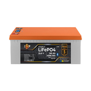 Аккумулятор LP LiFePO4 25,6V - 160 Ah (4096Wh) (BMS 200A/100А) пластик LCD Smart BT