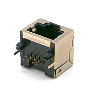 Сетевой разъем RJ45 горизонтальный экранированный с интерфейсом 8P8C под пайку, разъем 16H, Silver