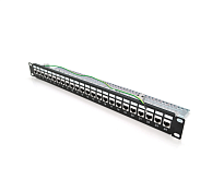Патч-панель 24 порти FTP кат 7Е 19" 1U екранована чорна Q25 
