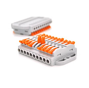 Клемна колодка з натискними затискачами 10-провідна WAGO K223-10P для розподільчих коробок, 10-p