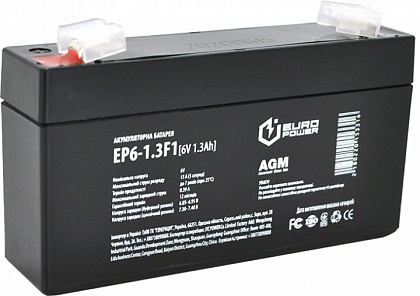 Аккумуляторная батарея AGM EP6-1.3F1 6 V 1,3 Ah