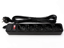 Мережевий фільтр PROLOGIX 075P5-30B, 220В 10А, 5 розеток, 3м, чорний