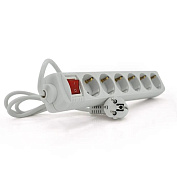 Сетевой удлинитель EUROPOWER EPW615, 220В, 3,5 КВт, 6 розеток, 1,5 м, сечение 3х0,75мм, белый, пакет