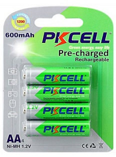 Аккумулятор PKCELL 1.2V AA 600mAh NiMH Already Charged, 4 штуки в блистере цена за блистер