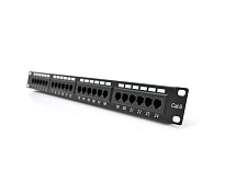 Патч-панель 24 порти UTP кат 6Е 19" 1U неекранована чорна Q25 