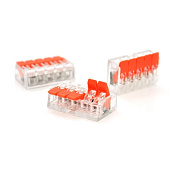 Клема з натискними затискачами 5-провідна аналог WAGO K221-415 для розподільчих коробок, 5-pin, п