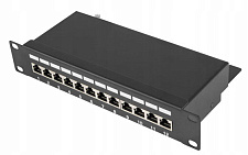 Патч-панель 12 портів FTP кат 7Е 19" 1U екранована чорна Q25 